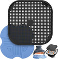 2-PCS Air Fryer Heat Resistant Mat & Splatter Shield for Ninja Crispi Air Fryers,Silicone Heat Mat & Splatter Guard for Ninja Crispi Accessories Splashes and Portable Kitchen -&Black (Sky Blue)