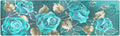 Valentine's Day Trivet Table Runner 40 Inches Long Turquoise Roses Leaves White Gold Contour Heat Resistant Hot Pad Multi Purpose Mat for for Hot Pots Pans Kitchen Countertops
