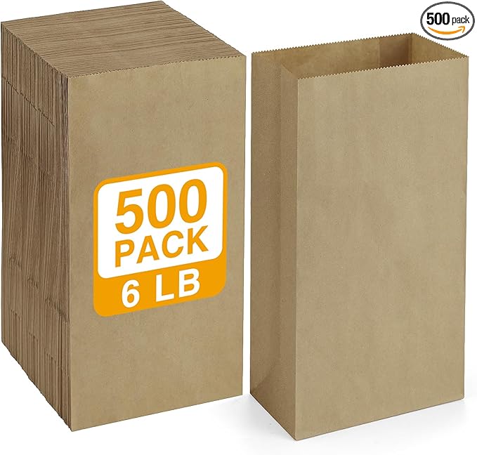 BagDream 500 Pack Paper Lunch Bags 6 Lb Brown Kraft Bag Small Paper Bags Grocery Sacks for Snacks, Crafts, Lunch 6 lb Capacity