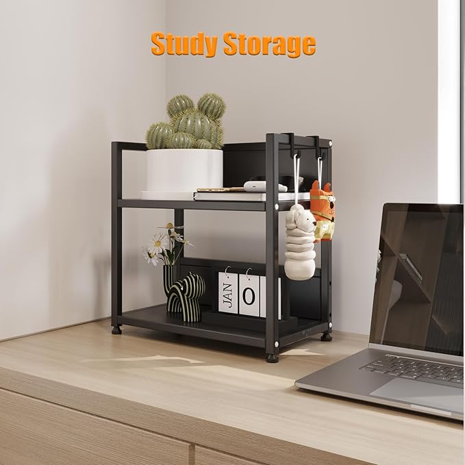 2 Tier Kitchen Countertop Organizer，Shelf Organizer, Spice Rack, Coffee Counter Shelf for Kitchen, Office, Station for Mugs,Cups,Cream,Syrup