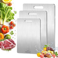 Stainless Steel Cutting Board, 3 PCS Cutting Boards for Kitchen, 304 Stainless Non Stick Chopping Cutting Board for Meat Fruit & Vegetable (15" x 11", 13"x 9", 10" x 6")