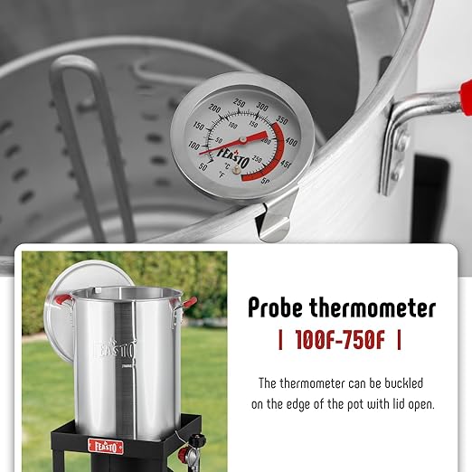 30QT Turkey Fryer, Aluminum Deep Fryer & Seafood Crawfish Boiler Steamer with Basket, CSA Certified 50,000BTU for Outdoor Cooking Thanksgiving Day