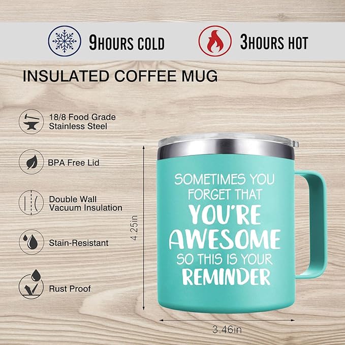 Birthday Gifts for Women - Sometimes You Forget You Are Awesome Mug - Inspirational Presents for Women Sister Mom Daughter, Teacher Gifts 14OZ Green