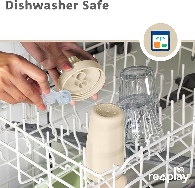 Re-Play Spill-Proof Sippy Cups - Reusable 10 Oz Set of 4, Dishwasher & Microwave Safe, Made in USA, Meadow