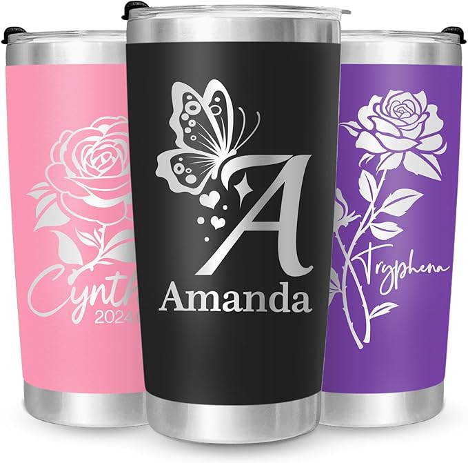 Personalized Tumbler with Name, Custom Stainless Steel 20oz Tumbler with lid and straw, Custom Mothers Birthday Gifts for Dad Mom Sister Friend Christmas (20oz engraved new)