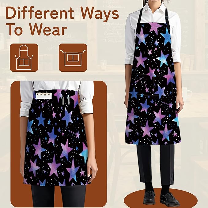 Cooking Aprons for Men and Women,Adjustable Bib Chef Apron with 2 Pockets, Soft and Durability Kitchen Apron