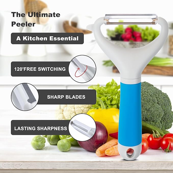Li&Zhao Potato Peelers - Y-Shaped Potato Peelers with Non-Slip Silicone Handle, Vegetable Peelers for Kitchen, Doesn’t Ruin Manicure Silky Effortless Peel Potatoes, Carrots, Apples, Veggies and More