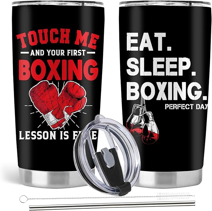 Boxing Gifts for Men, Boxing Gifts, 20oz Stainless Steel Tumbler with Lid Straw