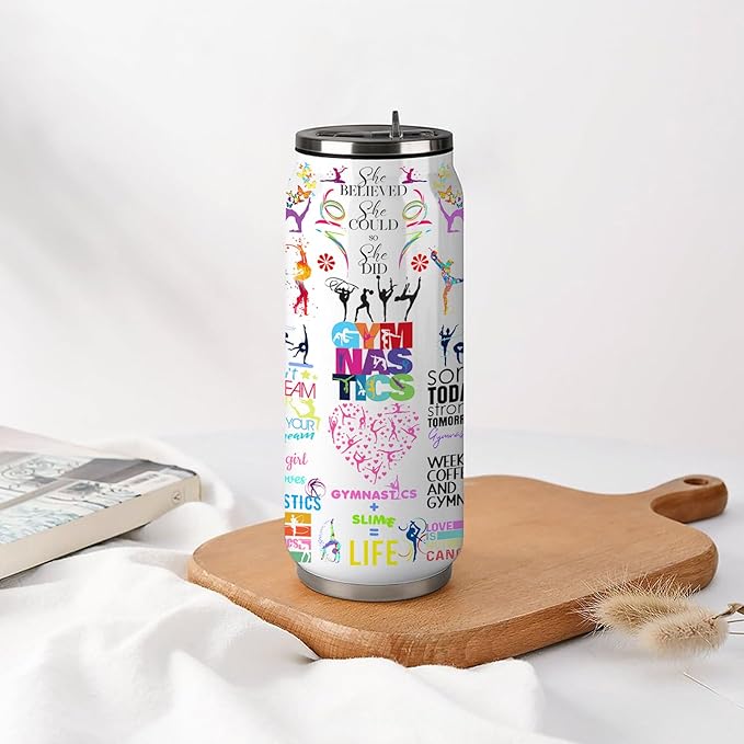 Gymnastics Tumbler Cup With Lid,Gifts For Gymnast Gymnastic Birthday Gift Stainless Steel Vacuum Coffee Mug Cup Gymnastic Gifts For Women Girls 17 Oz