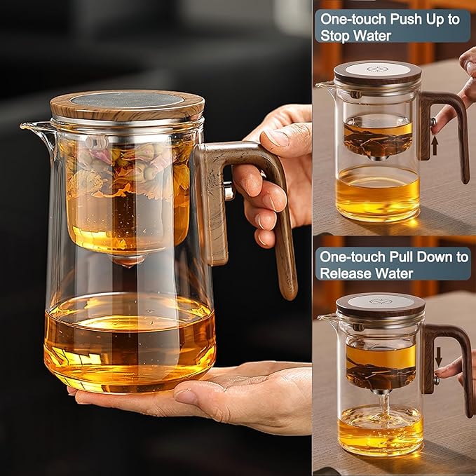 Enchanti Tea Pot- 800ml/27.1oz Enchantipot Magic Tea Pot With Strainer, Witchcraft Magical Enchanted Glass Teapot, Magnetic Filtration Pot with Handle, Loose Tea Witchcraft Teapot (27.1oz)