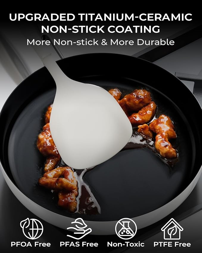 Ceramic Nonstick Frying Pan for Cooking 11.8 Inch, Non Stick Tri-Ply Stainless Steel Pan, Non Toxic Skillet, PTFE & PFOA Free, Compatible with All Stovetops, Dishwasher & Oven Safe