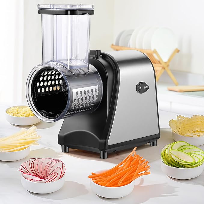 250W Electric Cheese Grater, Salad Maker for Home Kitchen Use, Cheese Grater Electric for Cheeses, Fruits, and Vegetables