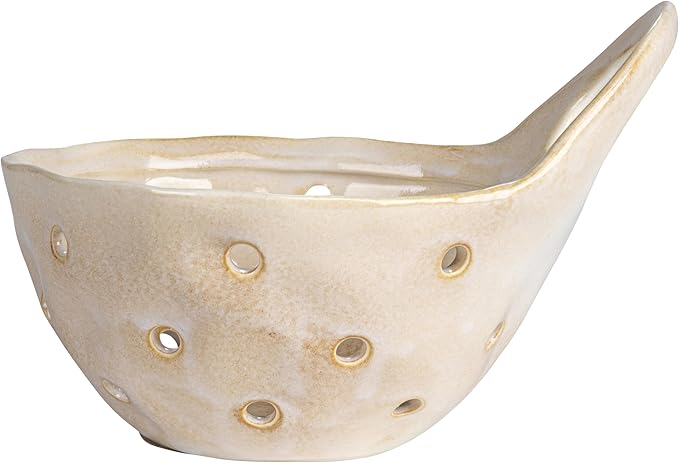 Creative Co-Op Set of 2 Cream Stoneware Colanders