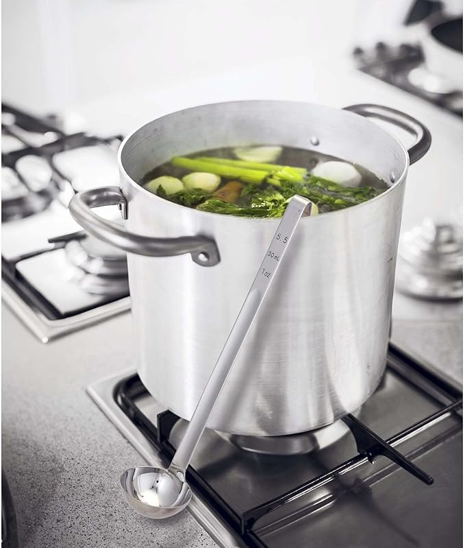 HIC Kitchen Single-Piece Stainless Steel Ladle, 18/8 Stainless Steel, 1-Ounce Capacity