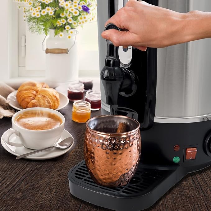 100-Cup Commercial Coffee Urn – Upgraded Even-Brew Showerhead & Filter – Double-Wall Stainless Steel Percolator with Keep-Warm Function (Coffee Urn)
