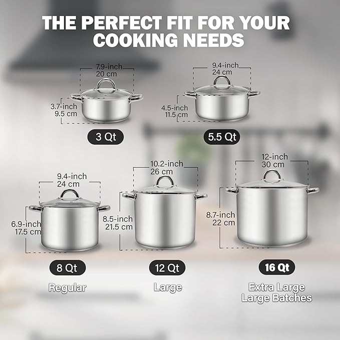 Cook N Home 8 Quart Stainless Steel Stockpot with Lid