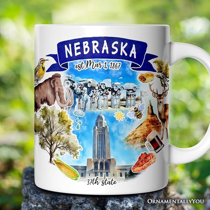 OrnamentallyYou Artistic Nebraska State Themes and Landmarks Mug
