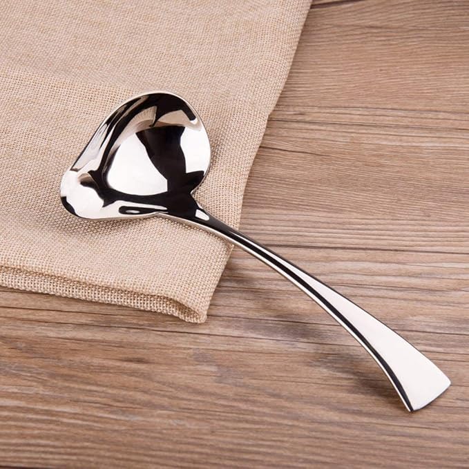 IMEEA 7inch Small Gravy Ladle 18/10 Stainless Steel Soup Ladle with Spout for Sauces, Set of 2