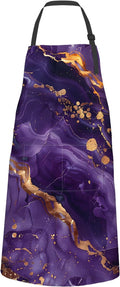 Purple Marble Apron,Oxford Fabric Adjustable Kitchen Apron with 2 Pockets,Waterproof Cooking Aprons for Men Women Mom Wife Dad,Ideal Gifts for Coffee,Shop,Baking,BBQ,Housewarming,28x33in