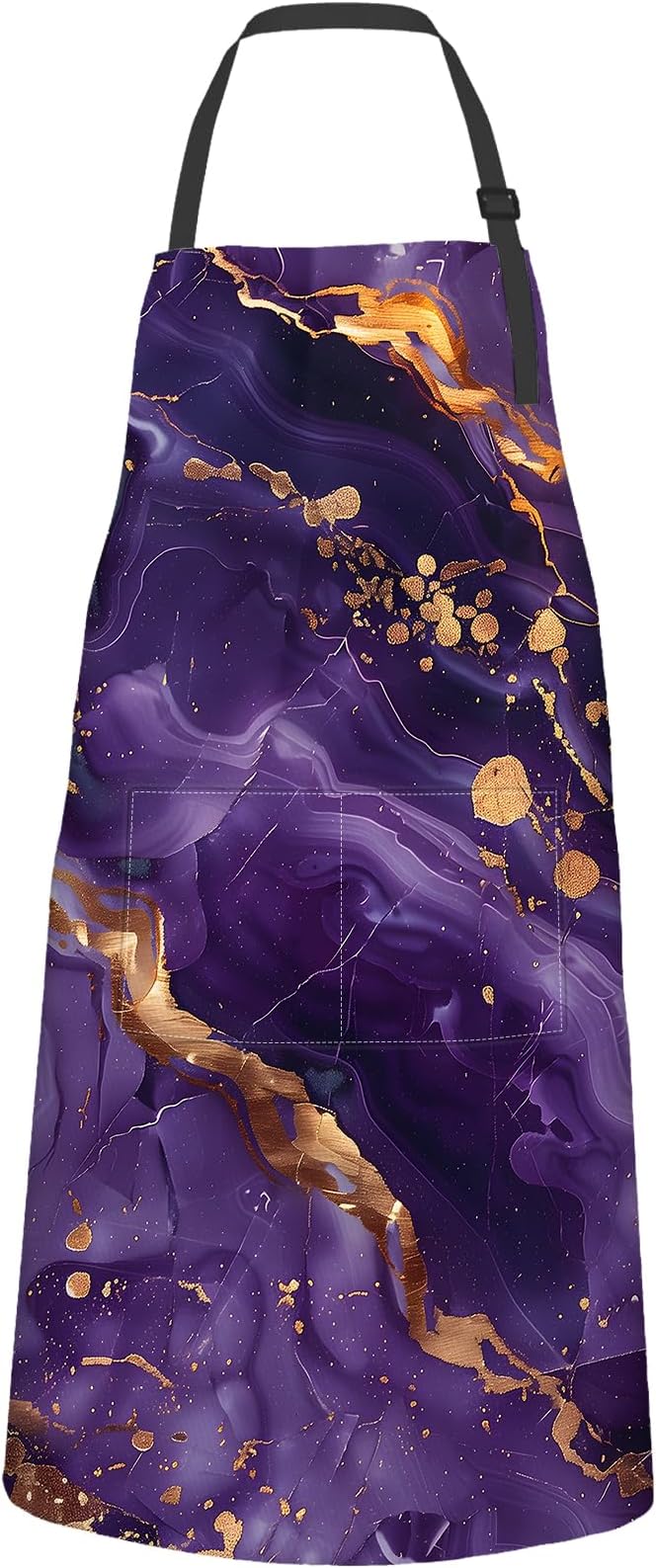 Purple Marble Apron,Oxford Fabric Adjustable Kitchen Apron with 2 Pockets,Waterproof Cooking Aprons for Men Women Mom Wife Dad,Ideal Gifts for Coffee,Shop,Baking,BBQ,Housewarming,28x33in