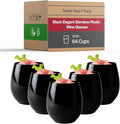 Smarty Had A Party 64 Black Disposable Stemless Wine Glasses 12 oz – Stemless Wine Glass Plastic and Cocktail Glasses Disposable Classy, Plastic Punch Cups for Parties, Weddings and Events