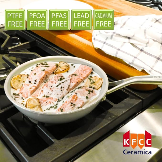 TECHEF - CeraTerra - 8 inch Ceramic Frying Pan – PFAS, PTFE & PFOA-Free, Toxin-Free Ceramic Coating, Induction-Ready, Oven & Dishwasher Safe, Ceramic Nonstick Frying Pan Made in Korea