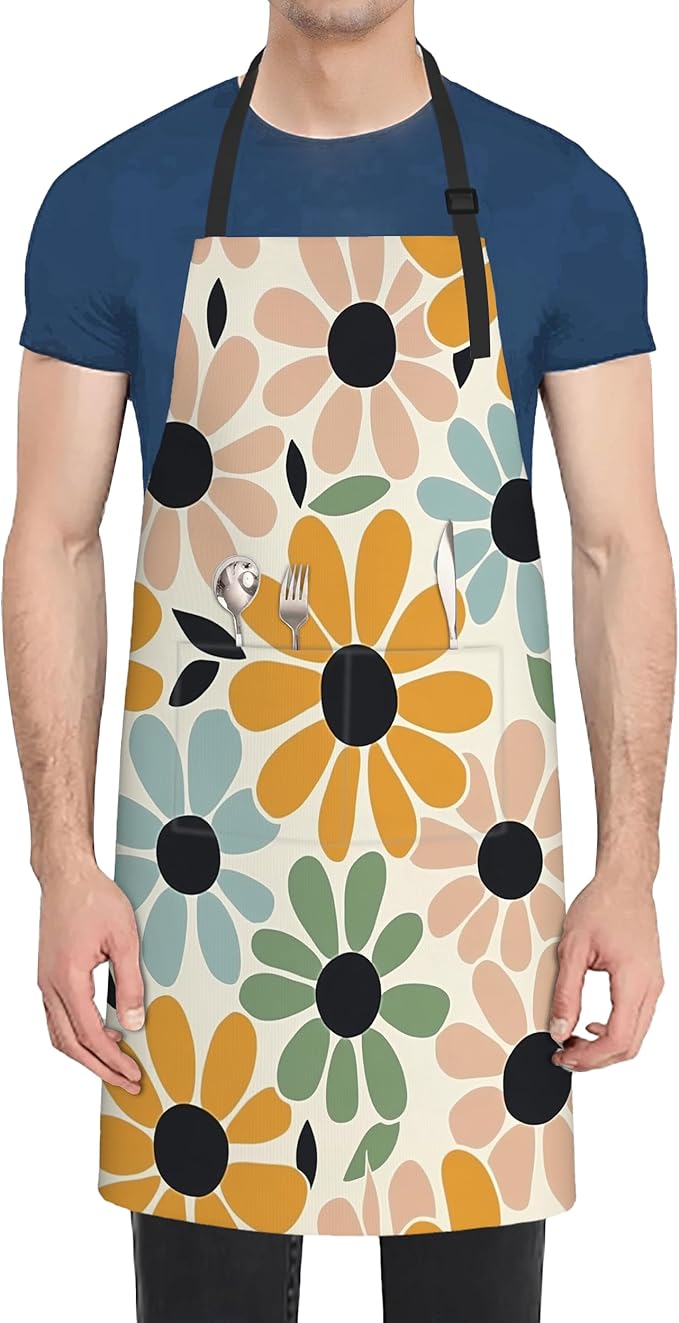 Apron with Pockets for Women, Adjustable Kitchen Cooking BBQ Chef Apron, Gifts for Mom Birthday, or Holidays