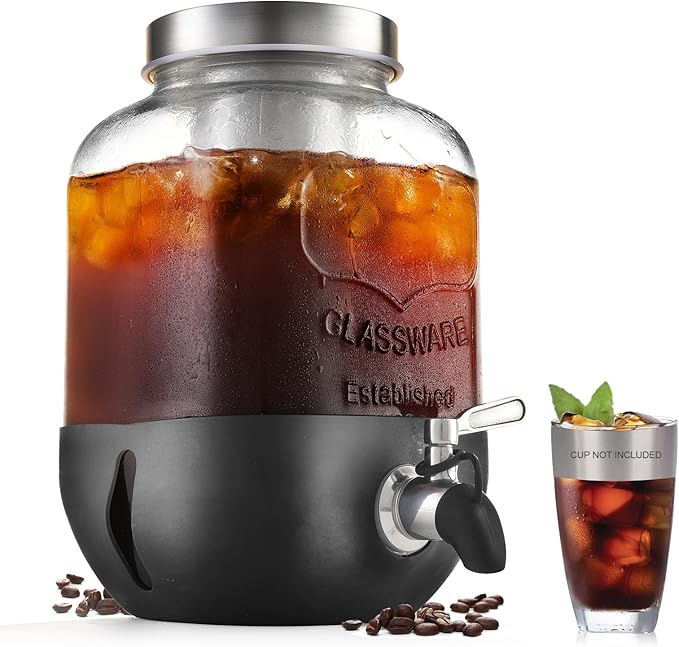 Cold Brew Coffee Maker, Cold Brew Maker 1 Gallon With Stainless Steel Filter, Cold Brew Pitcher With Stainless Steel Spigot, Ice Tea Maker With Airtight Lid, Cold Brew Coffee Maker With Silicone