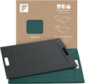 PLACEsMAT 2-in-1 Faux Leather Placemat & Serving Tray | Reversible Design, Lays Flat & Easy to Clean | Ottoman Food Tray, Housewarming Gift, 18” x 14” (Teal & Anthracite Grey, Single)