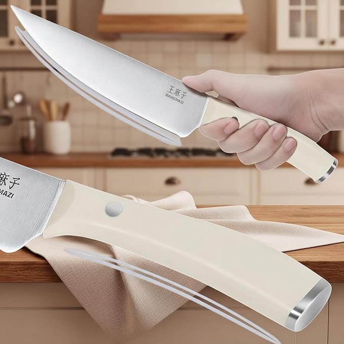 Premium Sharp Knife Set High Carbon Stainless Steel Forged Sharp Knives Set for Kitchen Rivet Ergonomic Handle Hundreds of Years of Masterful Craftsmanship(Ivory,15PCS)