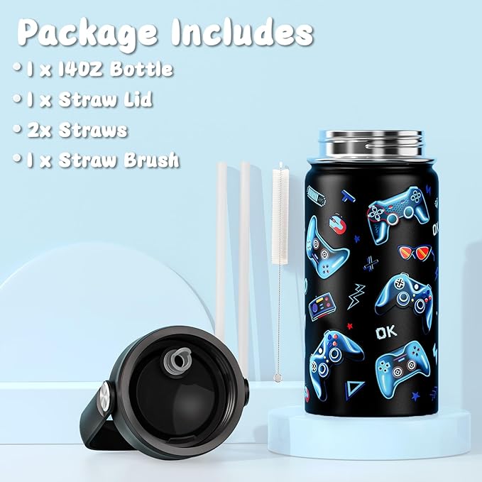 Bevalsa Kids Bento Lunch Box with 6 Compartment, Stainless Steel Metal Water Bottle, Insulated Bag & Utensils, BPA-Free Leakproof Food Container for School Boys Girls, Back To School Gift
