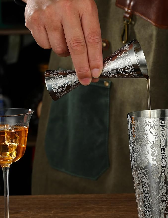 Double Cocktail Jigger Slim Style Measuring Jigger with Etched Pattern (Polisehd Spirit)