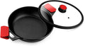 BRA COOKWARE Infinity Dual-Handled Sauté Pan w/Glass Lid | 11-Inch 2.95-Quart Shallow Stock Pot | Nonstick Cast Aluminum Everyday Chef Pan | PFAS Free Rondeau Pot | All Cooktops incl. Induction