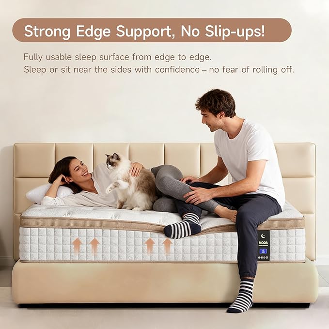 MOOA Queen Mattress, 12 Inch Queen Mattresses, Medium Firm Cooling Memory Foam for Hip/Shoulder/Lumbar Support, Individual Springs for Pressure Relief & Motion Isolation, Hybrid Mattress In A Box
