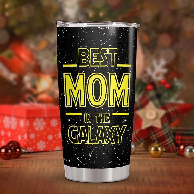 34HD Best Mom In The Galaxy Tumbler with Lid, 20oz Stainless Steel Mama Coffee Mug with Nutrition Facts, Star Inspirational Gifts from Son Daughter, Mom Gifts for Birthday, Mothers Day, Christmas