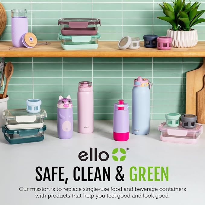 Ello Duraglass 3.4 Cup Meal Prep Sets 10Pc, 5 Pack Set- Glass Food Storage Container with Silicone Sleeve and Airtight BPA-Free Plastic Lids, Dishwasher, Microwave, and Freezer Safe, Halogen Blue