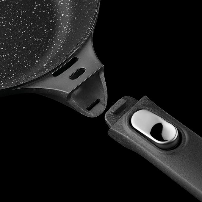 BergHOFF GEM Non-Stick Cast Aluminum Frying Pan 8" 1.2 qt. Black Stay-Cool Detachable Handle Ferno-Green PFOA-Free Induction Cooktop Fast Heating Oven Safe