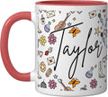 Girl Retro Taylor First Name Coffee Mug for Men Women Ceramic Mug, Red/White