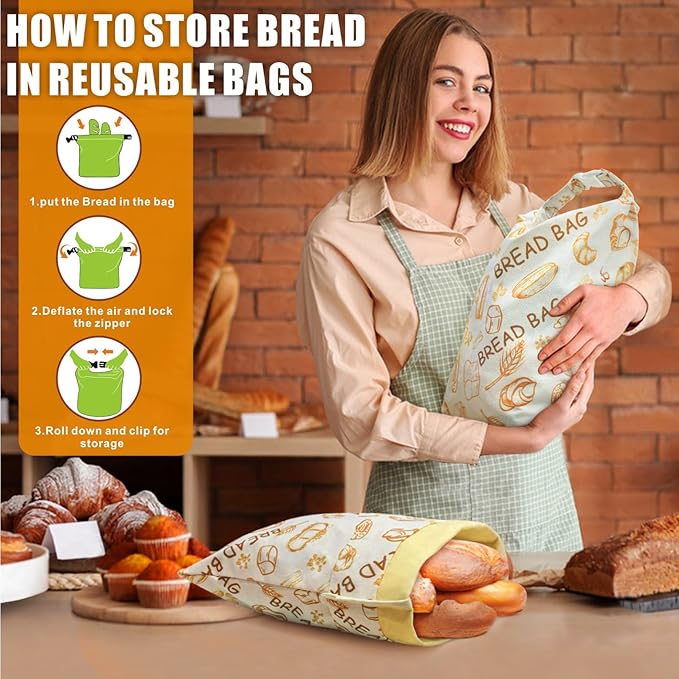Mosucoirl Beeswax Bread Bags 2 Pack, Reusable Bread Storage Boxes for Homemade Sourdough, Cotton Food Bags Loaf Containers to Keep Fresh Large