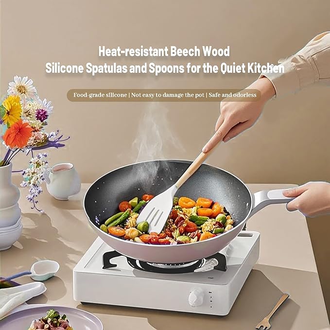 Silicone Cooking Utensils Set For Kitchen, Spoons Spatula Spatulas Accessories, Baking Heat Resistant Cookware De Home, Rubber New Apartment Decor, Plastic Nonstick Turner Tool (white)