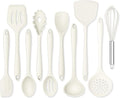 Onader Kitchen Cooking Utensils Set of 10, Silicone Utensils Set for Cooking, Includes Non Toxic Turner Spoon Spatula Whisk Pasta Server - White