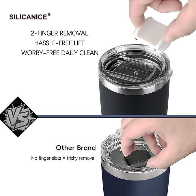 14/24oz Insulated Coffee Mug Cup With Handle, 304 Stainless Steel Vacuum Insulation, Tritan Detachable Slider Lid, BPA Free, Dishwasher Safe - Office & Home - Lilac