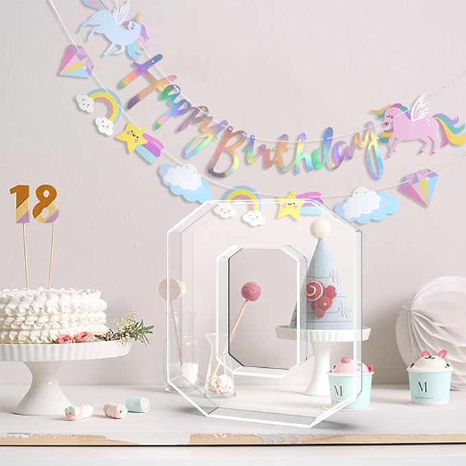 13.8" Acrylic Number Charcuterie Tray, Fillable Number Charcuterie Box for Food, Reusable Serving Cake Candy Dish Display Tray for Birthday Anniversary Party Decoration (Square Number 0)