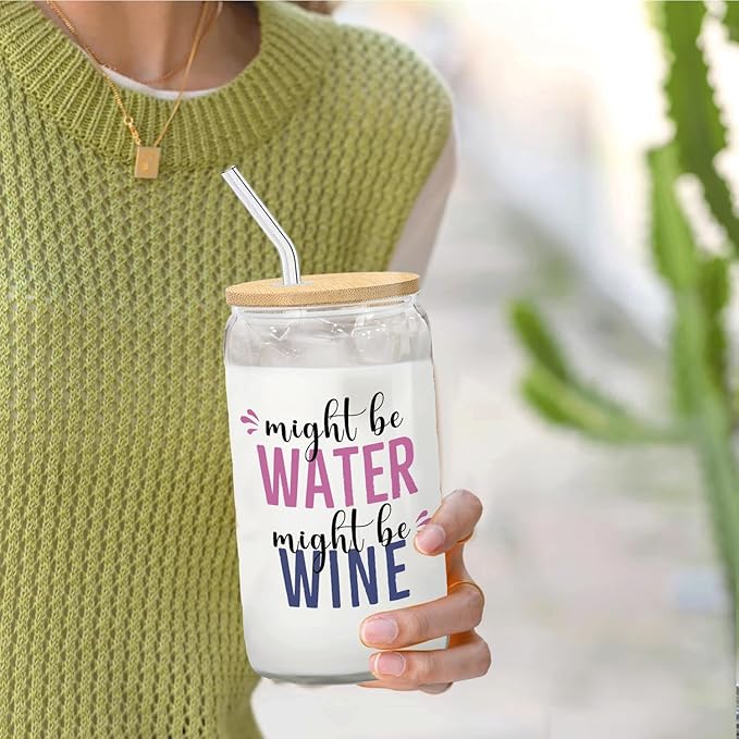 Wine glasses cup Gifts for Cocktail Lovers, Funny Might Be Wine Tumbler Gifts For Women 14oz,Tequila Lime drinking jar for Cocktail Lovers