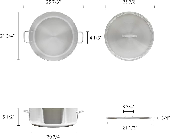Thunder Group 35 Quart Aluminum Braiser with Lid