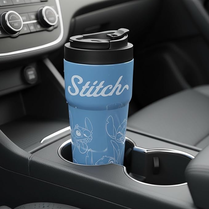 Bioworld Lilo & Stitch Stitch Faces Blue 27 Oz Stainless Steel Coffee Tumbler