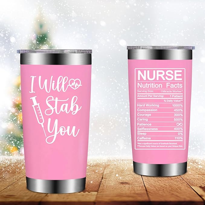 Nurse Gifts for Women - Nurses Week Gift - Nurse Graduation Appreciation Christmas Gifts for Nurses, Practitioner - 20oz I Will Stab You Tumbler Cup