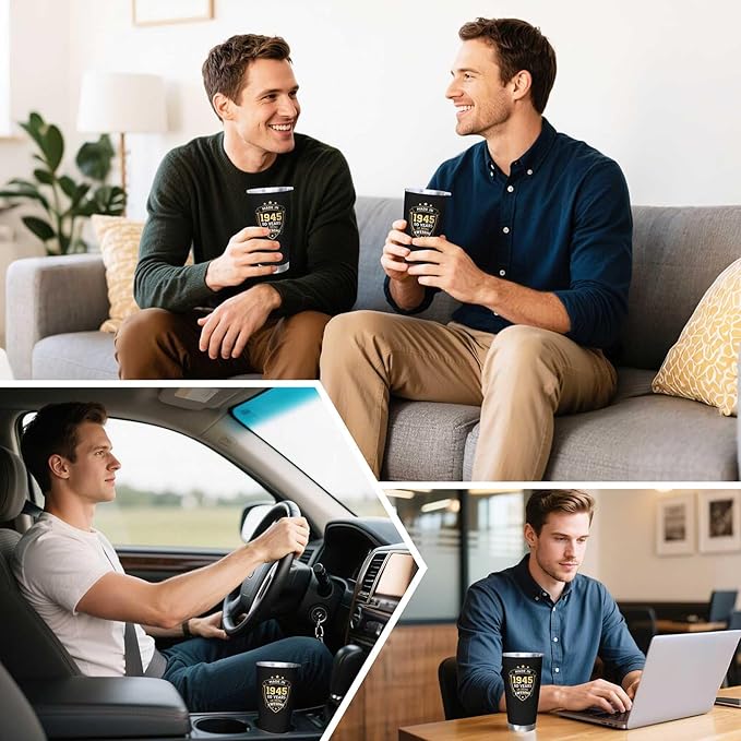 80th Birthday Gifts for Him, 80th Birthday Gifts for Men, Gift for 80 Year Old Man Tumbler, 20oz Coffee Tumbler, 80 Year Old Gifts for Men Coffee Mugs