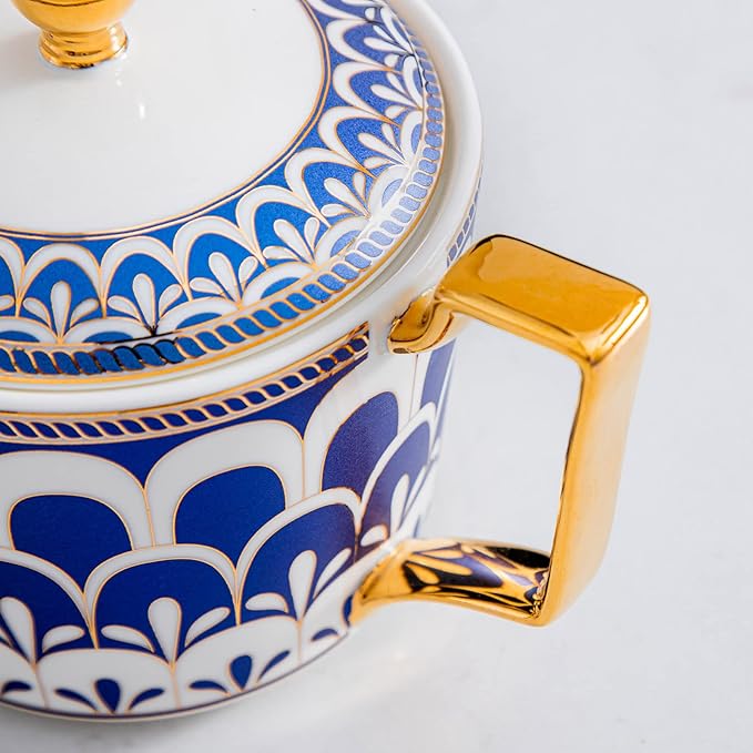 CWLWGO- Royal Teapot,European style Ceramic Tea Pot, Blooming & Loose Leaf Teapot - 24 Ounce,Not included Removable Stainless Steel Infuser.(blue)…