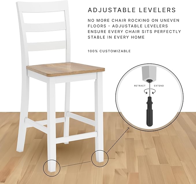 Signature Design by Ashley Jazmore Contemporary Velvet Upholstered Counter Height Bar Stool with Footrest and Adjustable Levelers, Set of 2, Dark Brown & Black